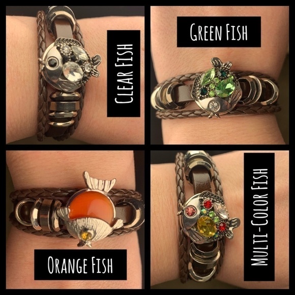 Leather Bracelet Ginger Button Snaps Pick 2 Brown - Picture 3 of 8